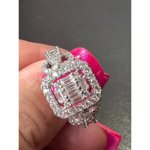 CZ Sterling silver cocktail ring size 9